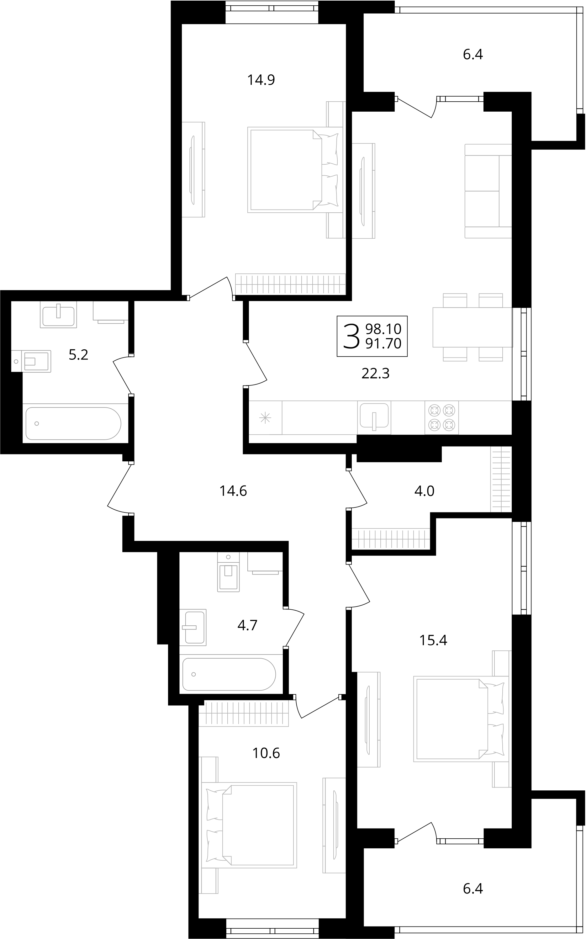 3-КОМНАТНАЯ